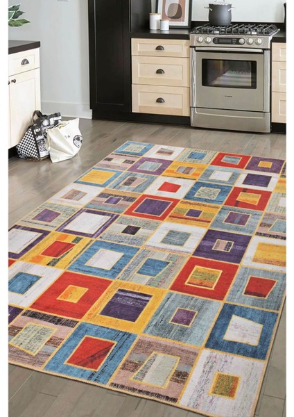 Peterborough Çokrenkli Patchwork Dijital Baskı Kaymaz Taban Dekoratif Oda Salon Halısı