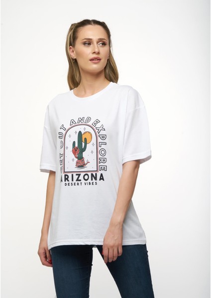 Kadın Oversize Arizona Baskılı T-Shirt fiyatları
