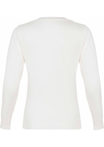 BP102 V Yaka Beyaz Çocuk Kazak fiyatları