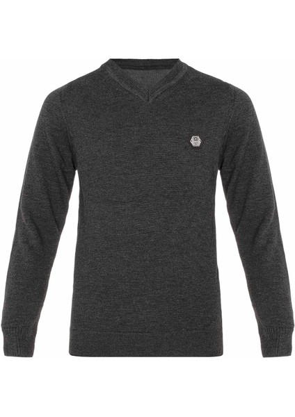 BP102 V Yaka Antrasit Çocuk Kazak