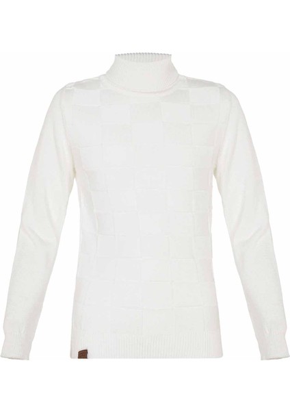 BP101 Balıkçı Yaka Beyaz Çocuk Kazak