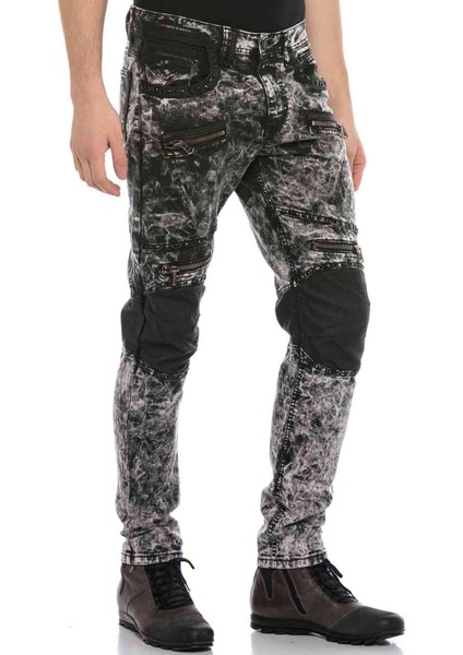 CD568 Batik Yıkama Deri Detay Erkek Kot Pantolon