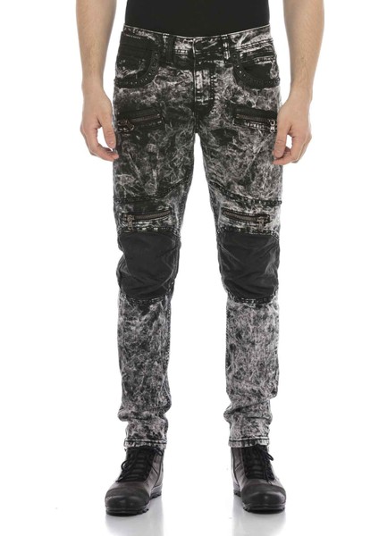 CD568 Batik Yıkama Deri Detay Erkek Kot Pantolon