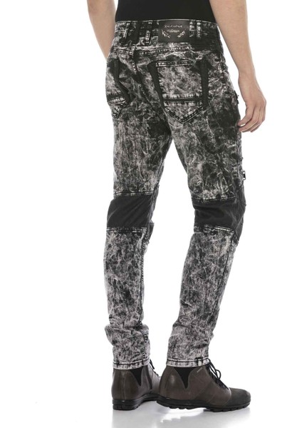 CD568 Batik Yıkama Deri Detay Erkek Kot Pantolon