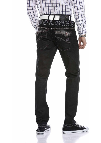 CD663 Nakışlı Işlemeli Erkek Siyah Jeans