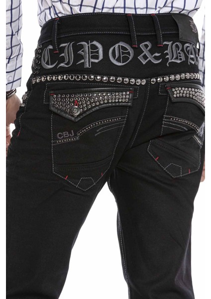 CD663 Nakışlı Işlemeli Erkek Siyah Jeans