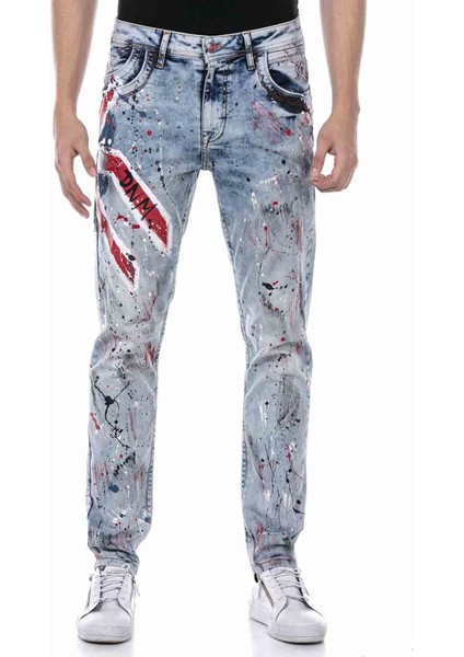 CD684 Kurukafa El Boyama Buz Mavisi Jeans