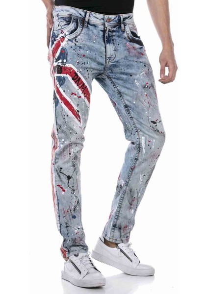 CD684 Kurukafa El Boyama Buz Mavisi Jeans