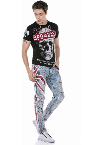 CD684 Kurukafa El Boyama Buz Mavisi Jeans