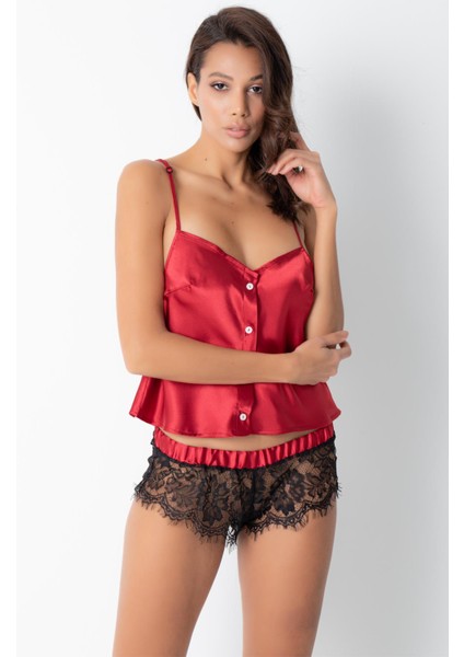 Phevos Dantelli Saten Şortlu Takım indirimleri