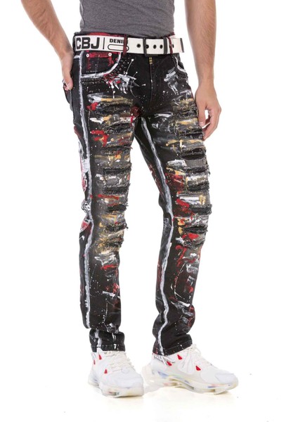 CD715 Ripped And Destroyed Biker Jeans