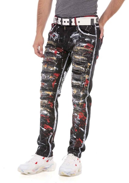 CD715 Ripped And Destroyed Biker Jeans