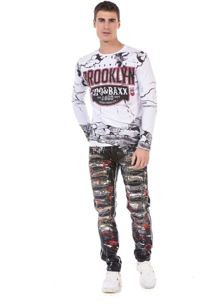 CD715 Ripped And Destroyed Biker Jeans