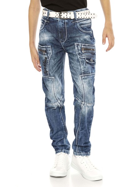 CDK107 Katlı Görünüm Mavi Erkek Çocuk Jeans