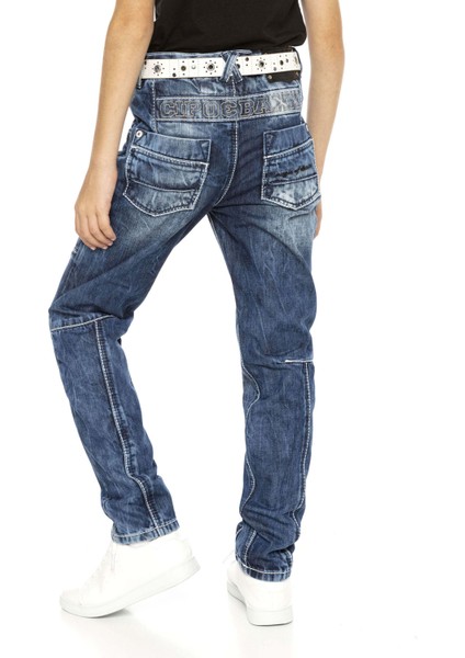 CDK107 Katlı Görünüm Mavi Erkek Çocuk Jeans
