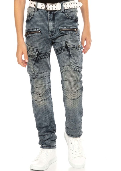 CDK111 Biker Jeans Kargo Cep Mavi Çocuk Pantolon