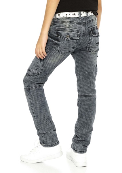 CDK111 Biker Jeans Kargo Cep Mavi Çocuk Pantolon fırsatları