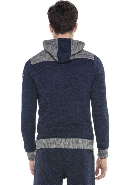 CL372 Kapşonlu Fermuarlı Çizgili Ince Spor Sweatshirt