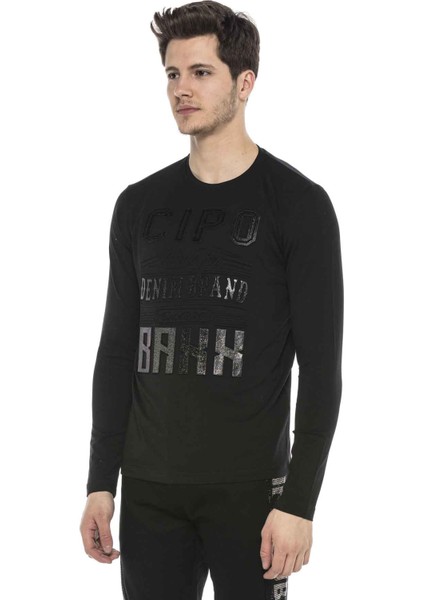 CL374 Gümüş Simli Kabartmalı Baskılı Sweatshirt fırsatları