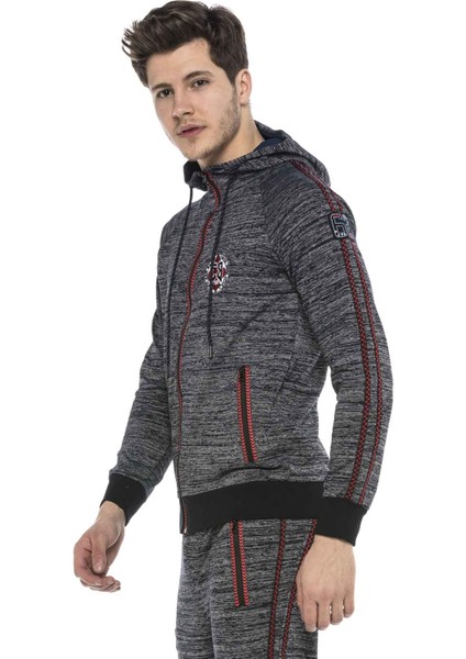 Cipo & Baxx CL371 Grimelanj Şeritli Kapşonlu Jogger Eşofman