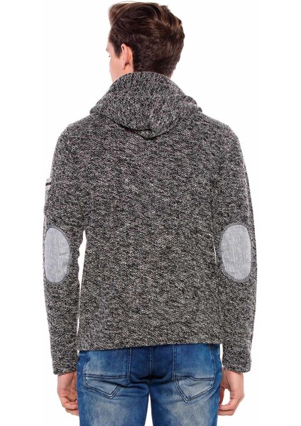 CL359 Düğmeli Kapşonlu Gri Örme Erkek Sweatshirt fırsatları