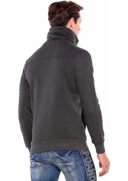 CL385 Taşlı Relax Dik Fermuar Yaka Kalın Sweatshirt fırsatları