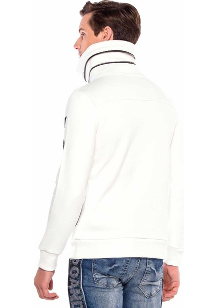 CL385 Taşlı Relax Dik Fermuar Yaka Kalın Sweatshirt