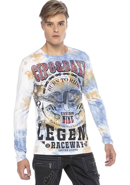 CL410 Karışıkı Renkli Ince Biker Baskılı Erkek Sweatshirt fiyatları