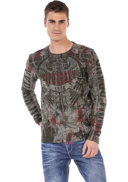 Cipo & Baxx CL466 Desenli O Yaka Sweatshirt