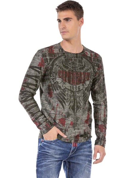 Cipo & Baxx CL466 Desenli O Yaka Sweatshirt