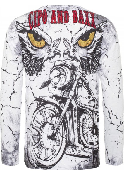 Cipo & Baxx CL467 Biker Baskılı Ince Sweatshirt