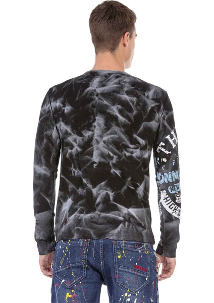 CL453 3 Boyutlu Siyah Erkek Sweatshirt modelleri