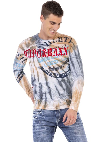CL453 3 Boyutlu Kahverengi Erkek Sweatshirt