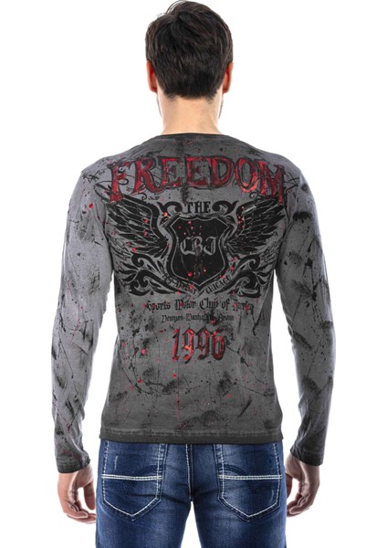 Cipo & Baxx CL455 Boya Baskılı Biker Sweatshirt