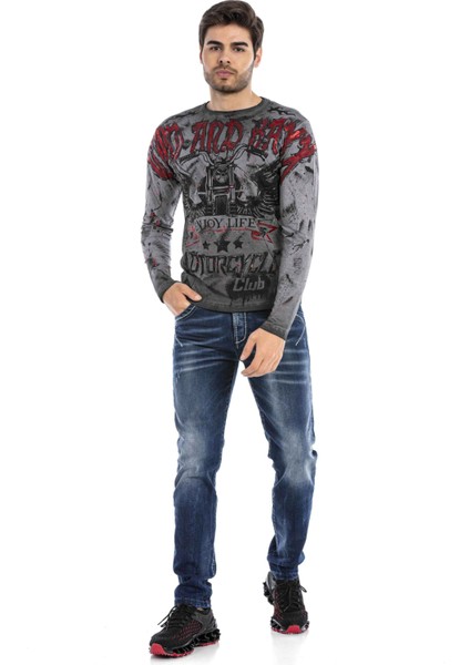 Cipo & Baxx CL455 Boya Baskılı Biker Sweatshirt