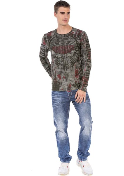 CL466 Desenli O Yaka Sweatshirt fırsatları