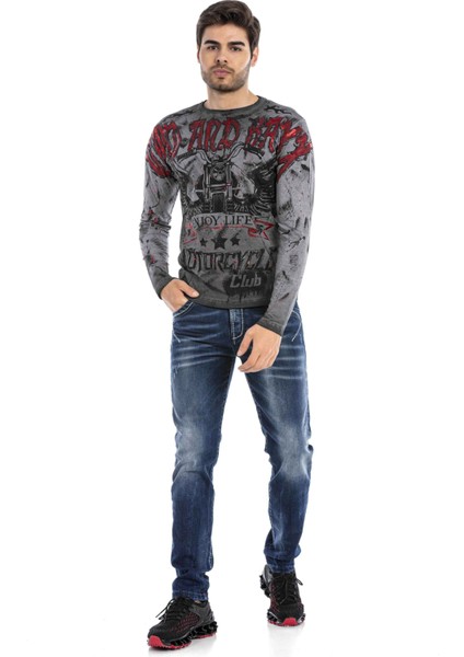 CL455 Boya Baskılı Biker Sweatshirt indirimleri