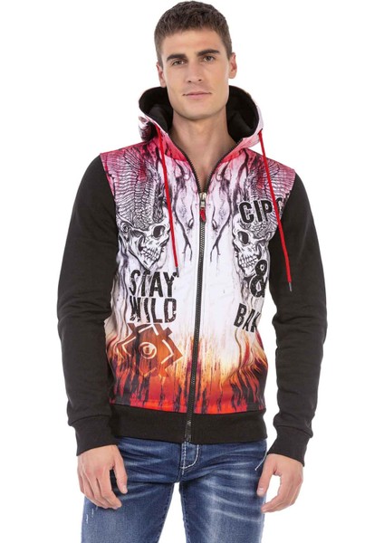 CL458 Taşlı Kapüşonlu Erkek Sweatshirt
