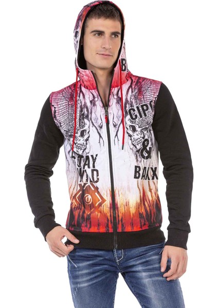 CL458 Taşlı Kapüşonlu Erkek Sweatshirt