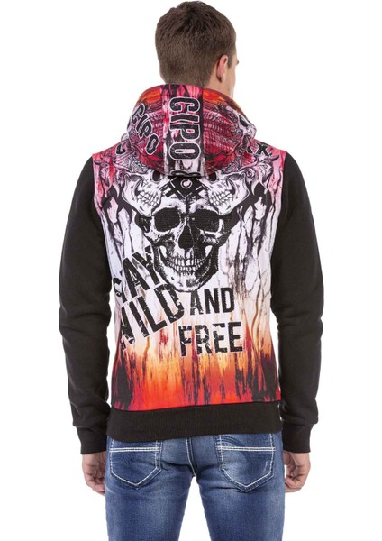 CL458 Taşlı Kapüşonlu Erkek Sweatshirt