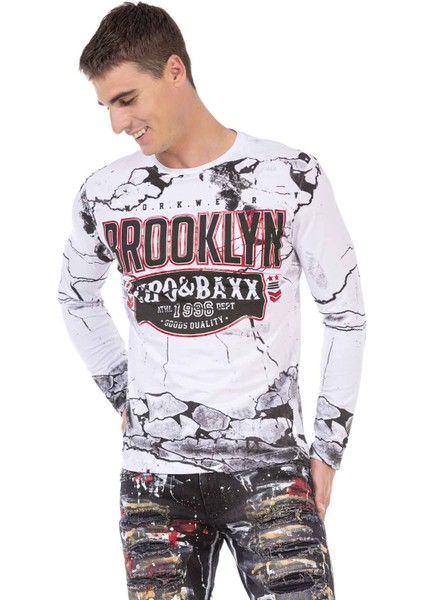 Cipo & Baxx CL487 Beyaz Brooklyn Sweatshirt