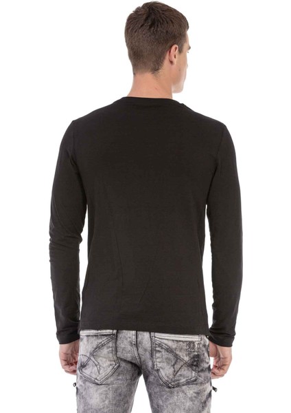 CL474 Siyah Taşlı Basic Sweatshirt