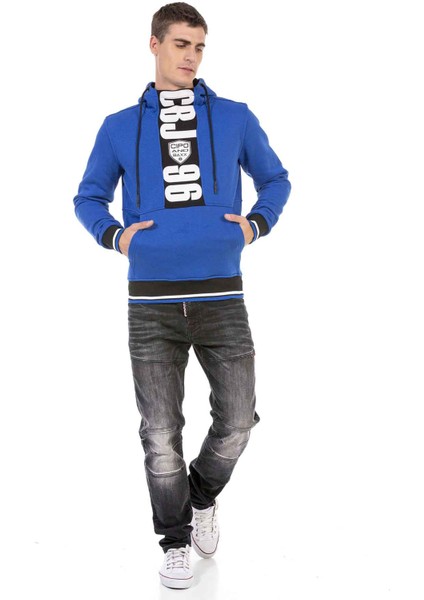 CL478 Saks Mavi Kanguru Cep Sweatshirt