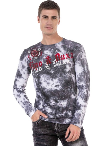 Cipo & Baxx CL489 Gri Yıkamalı Sweatshirt