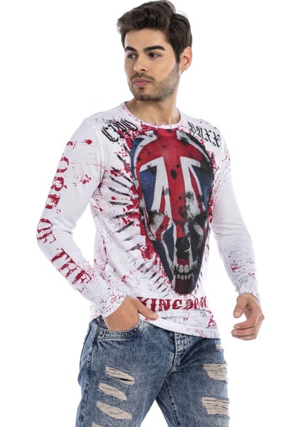 CL498 GB Skull Beyaz Sweatshirt