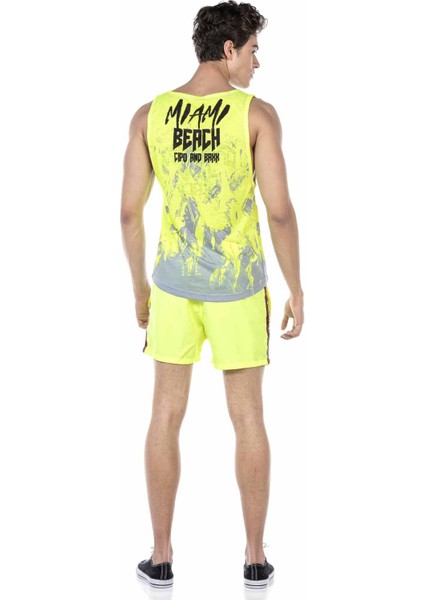 CUK245 Neon Sarı Deniz Şortu Atlet Takım