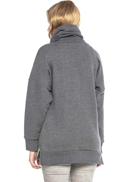 Cipo & Baxx WL242 Şal Yaka Uzun Antrasit Sweatshirt