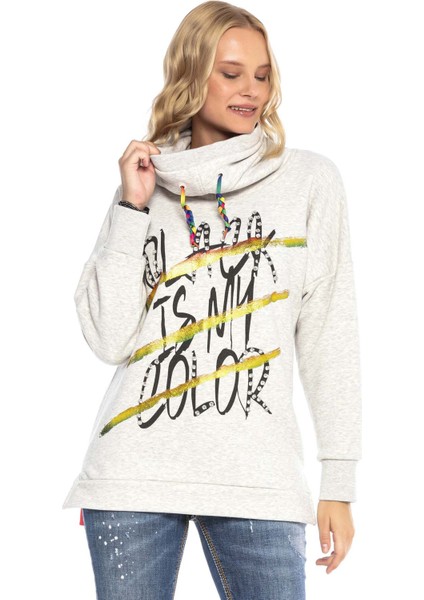 Cipo & Baxx WL242 Şal Yaka Uzun Ekru Sweatshirt