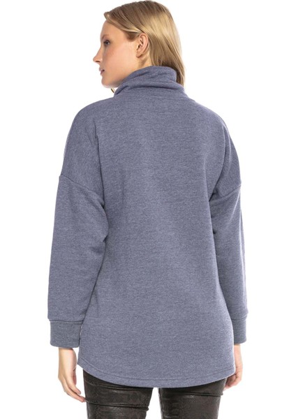 Cipo & Baxx WL248 Şal Yaka Uzun Rahat Kesim Indigo Sweatshirt