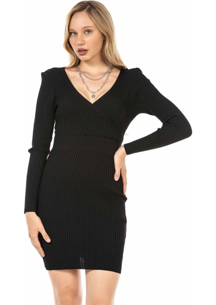 WP222 Siyah Mini Triko Elbise